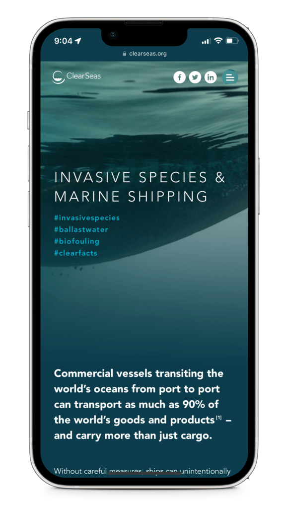 Clear Seas Microsite on Mobile