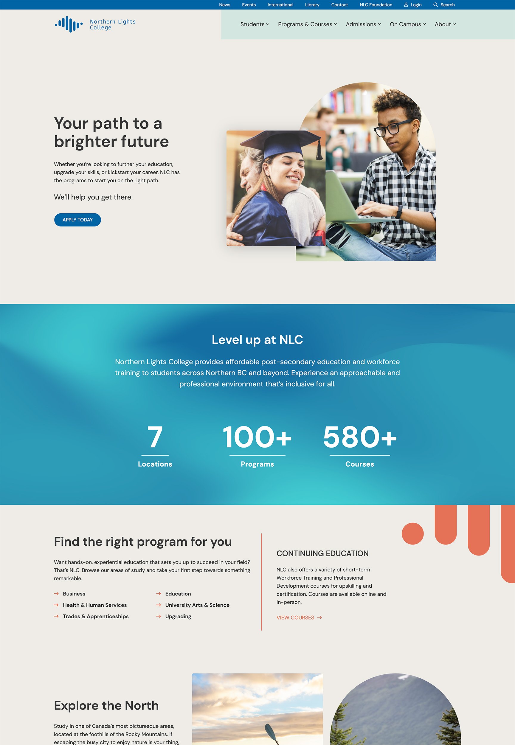 Northern Lights College Homepage Screenshot