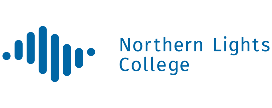 Logo of Northern Lights College featuring stylized sound wave elements in blue.