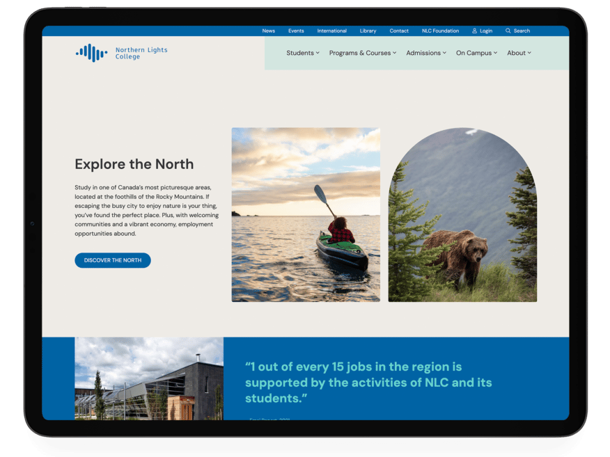 Northern Lights College iPad Website Mockup