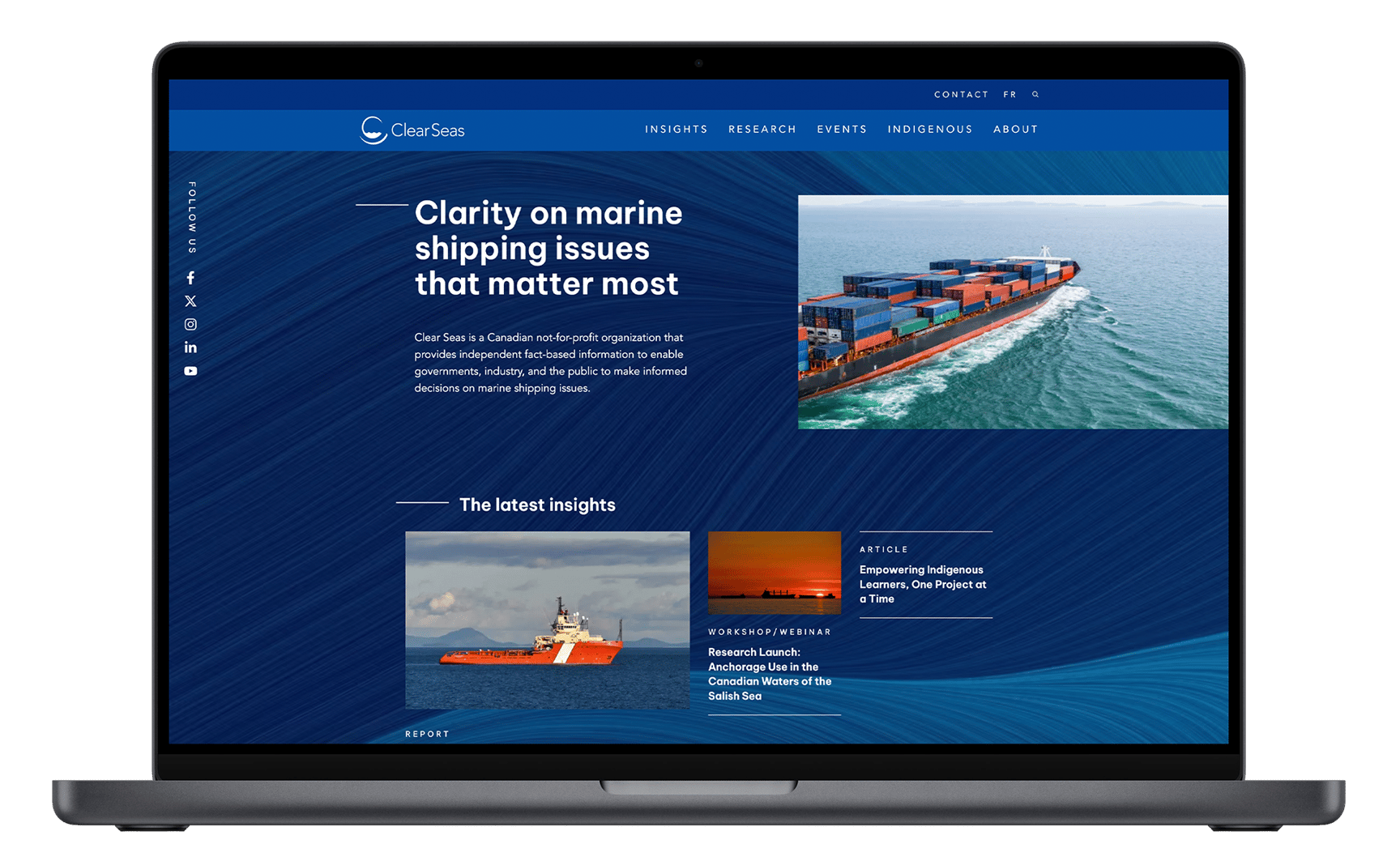 Mockup of the Clear Seas website.