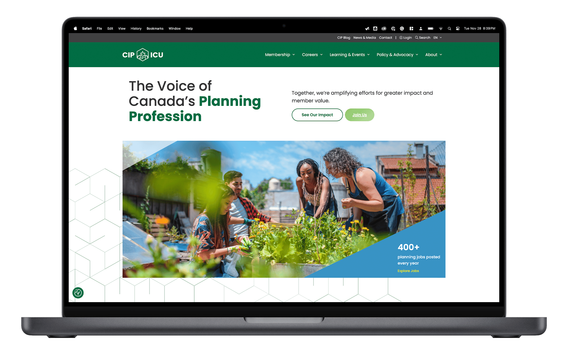 Mockup of the Canadian Institute of Planners website.