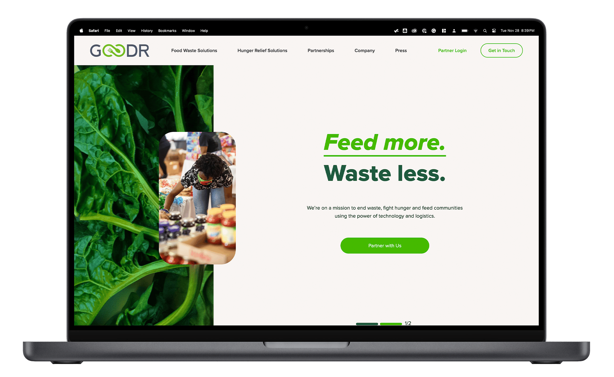 Mockup of the Goodr website.