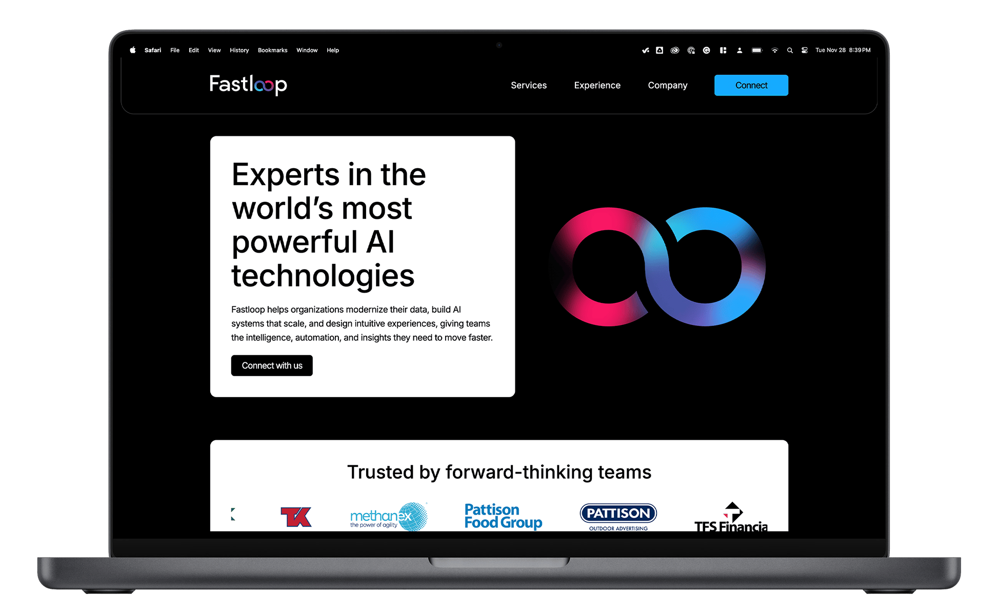 Mockup of the Fastloop website.
