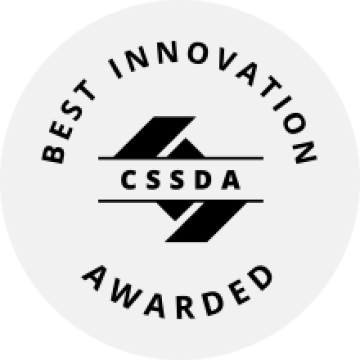 Award seal indicating 'Best Innovation' awarded by CSSDA