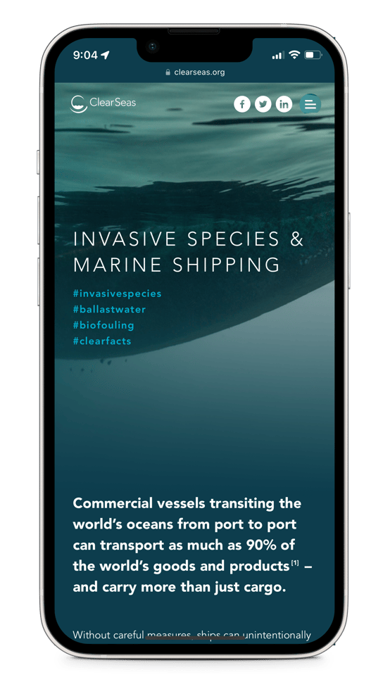 Clear Seas Microsite on Mobile