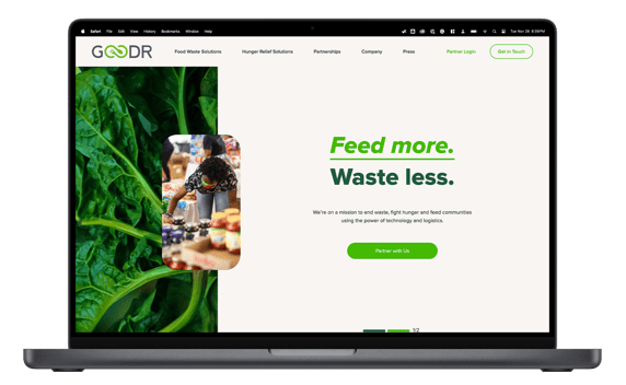 Mockup of the Goodr website.