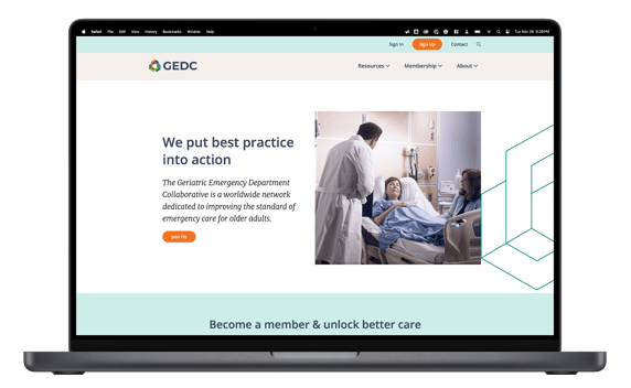 Mockup of the Geriatric Emergency Department Collaborative website.
