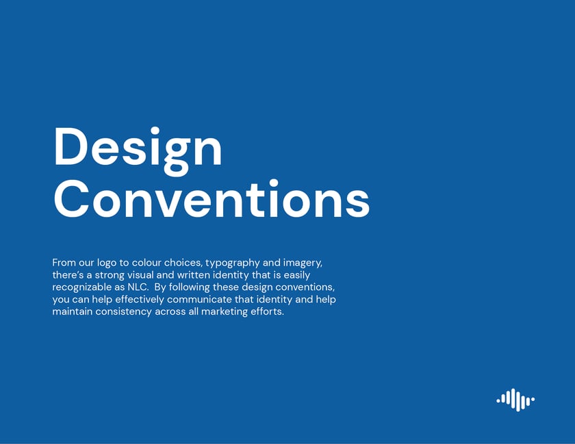 Northern Lights College brand guidelines, page 12: “Design Conventions” section opener.