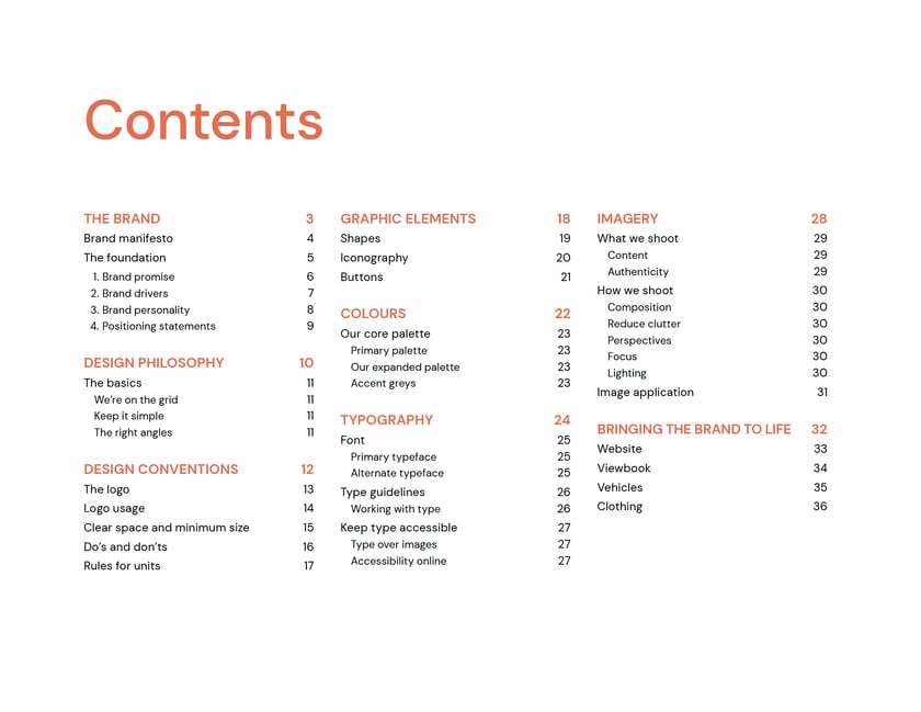 Northern Lights College brand guidelines, page 2: table of contents.