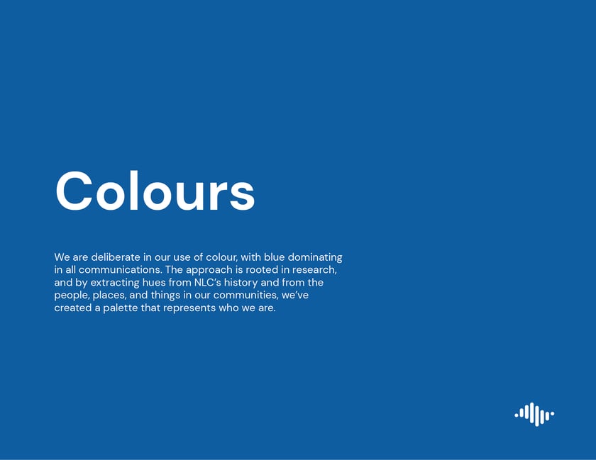 Northern Lights College brand guidelines, page 22: “Colours” section opener.