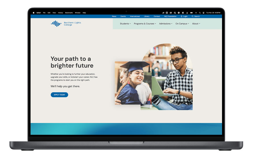 Northern Lights College MacBook Website Mockup