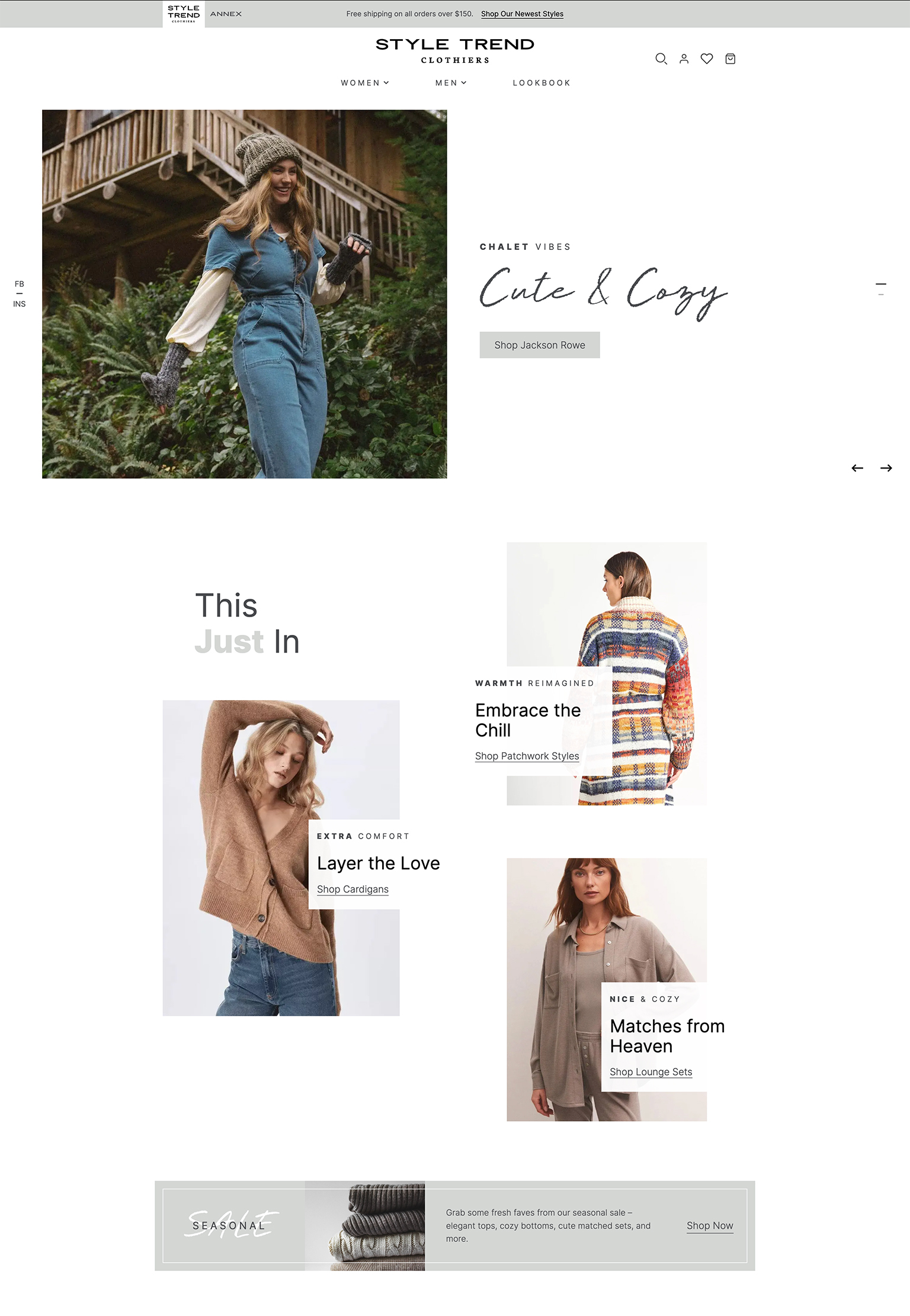 A screenshot of the Style Trend Clothiers ecommerce website.