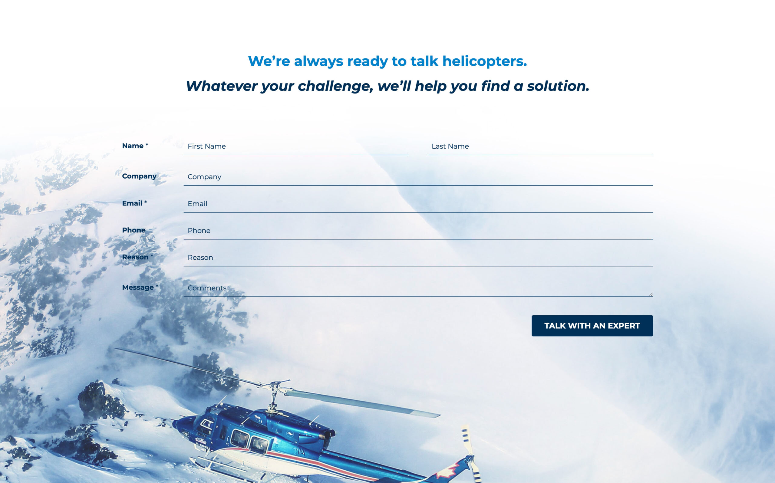 A screenshot of the contact form on the Alpine Aerotech website.