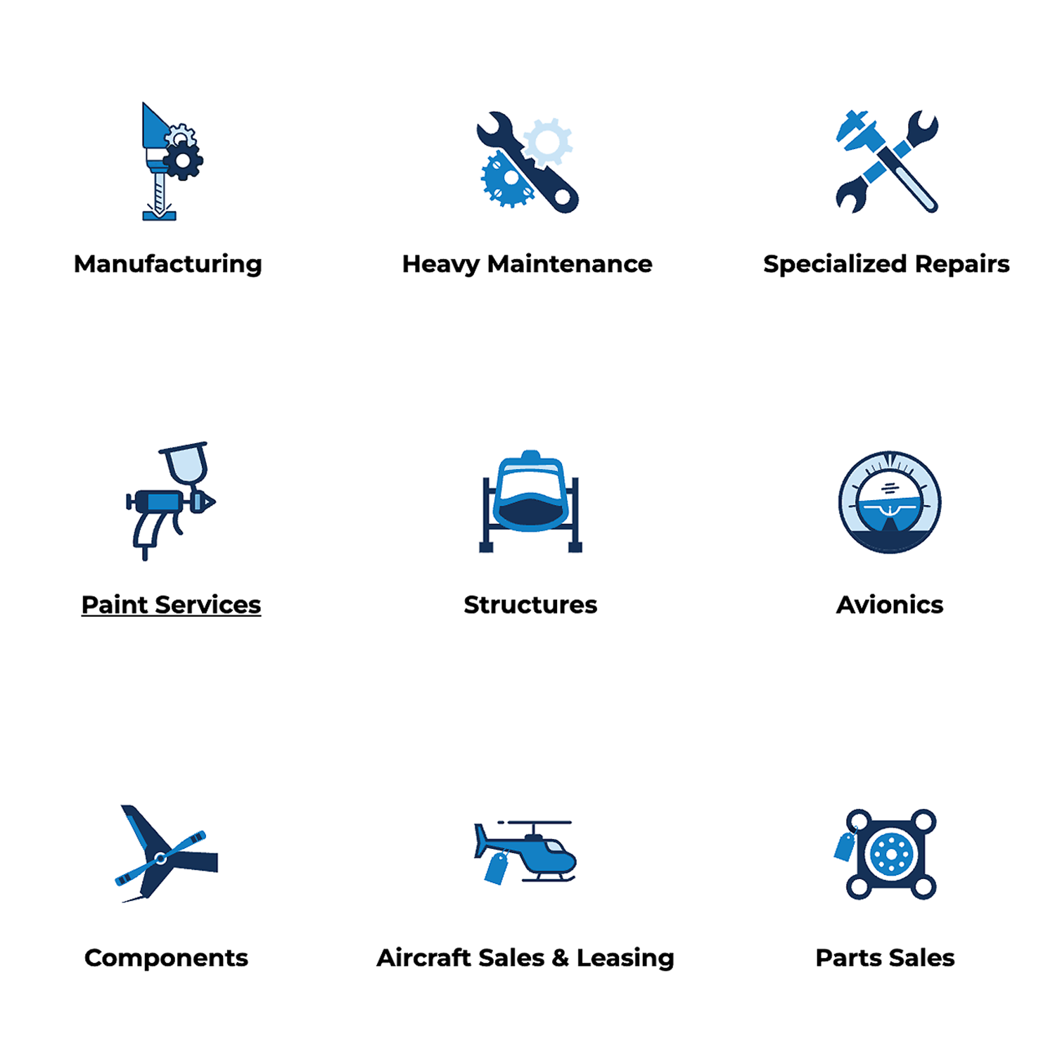 A collage of Alpine Aerotech iconography used throughout their website.