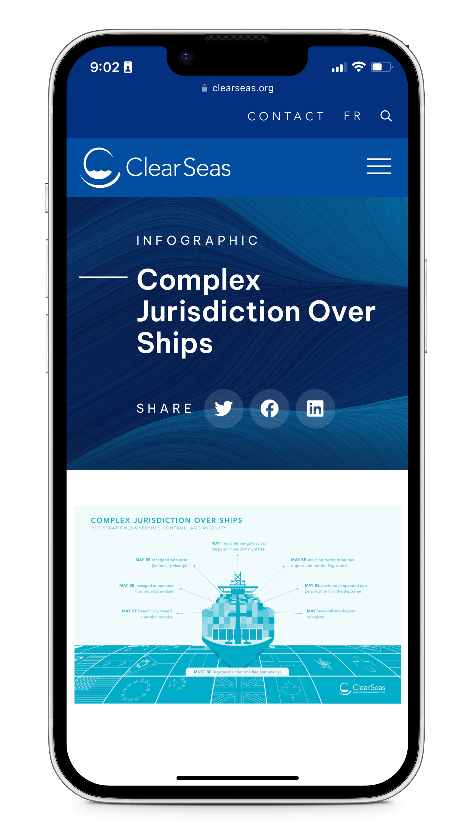 An iPhone mockup showing an example of a research article on a smartphone.