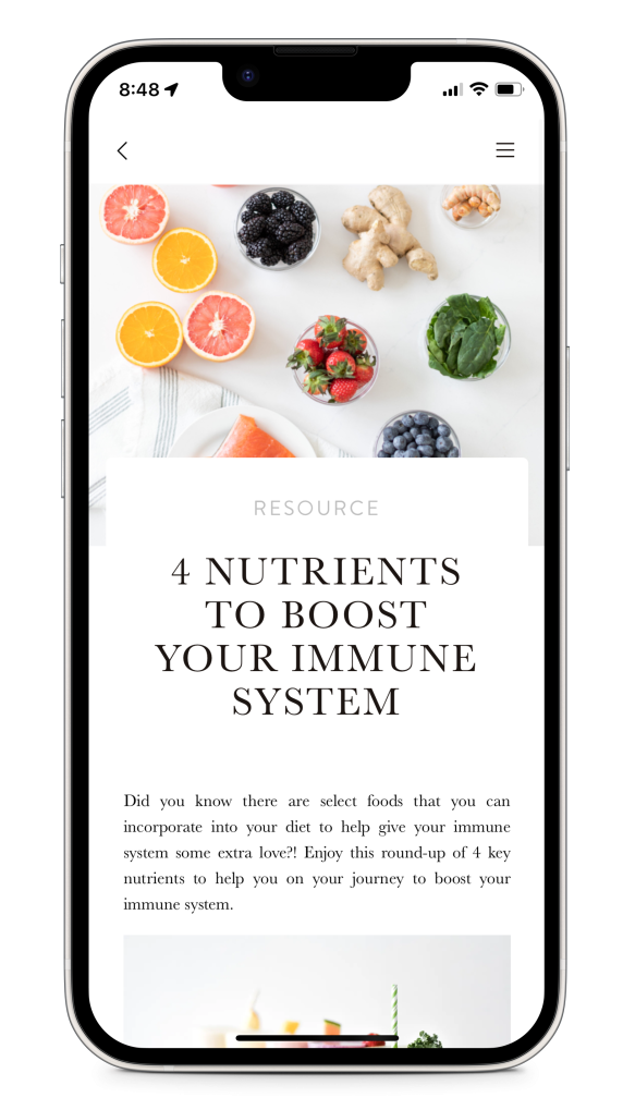 An iPhone screenshot showing the articles on the Fraiche Table WordPress app.