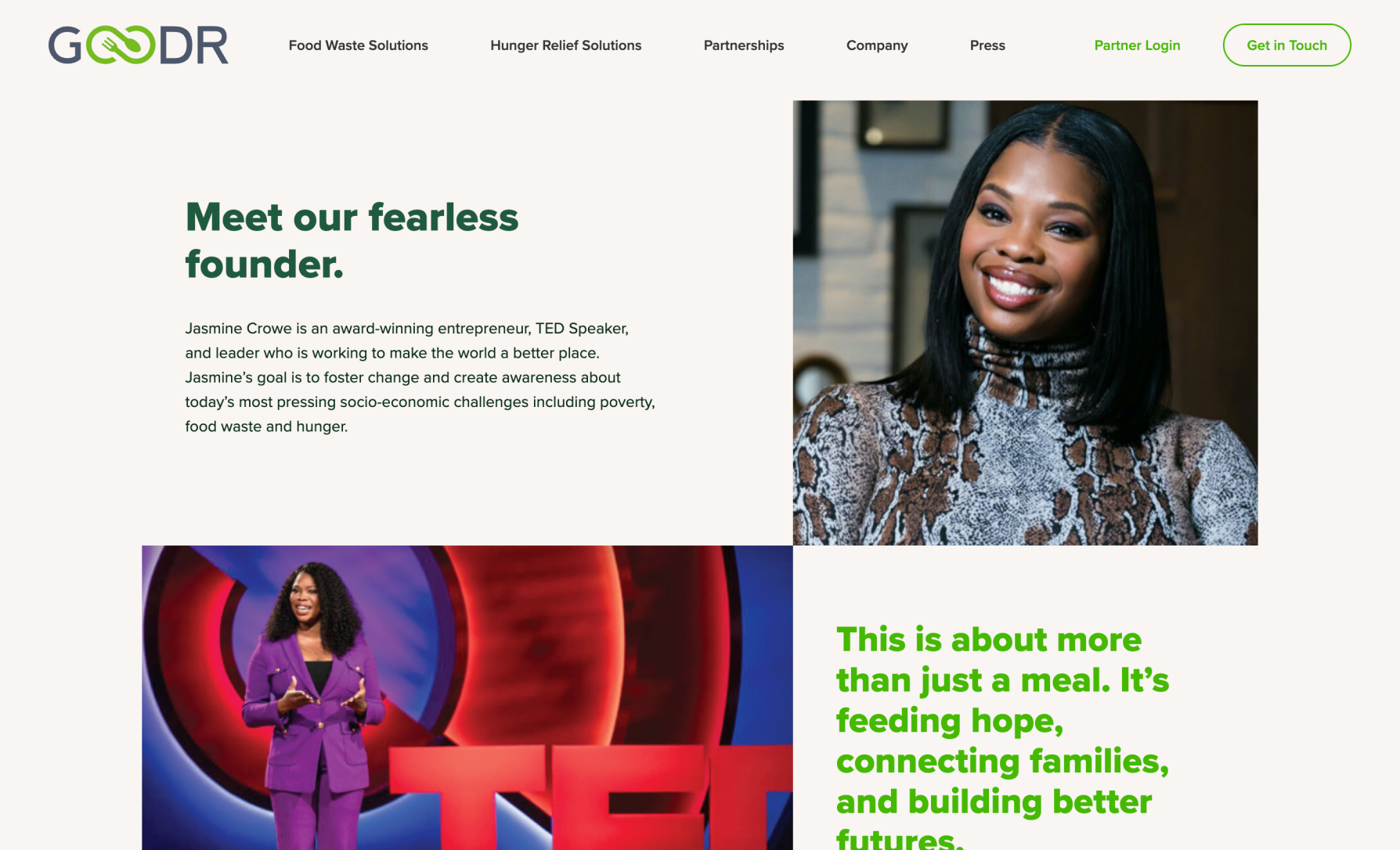 Screenshot of the Goodr About Page