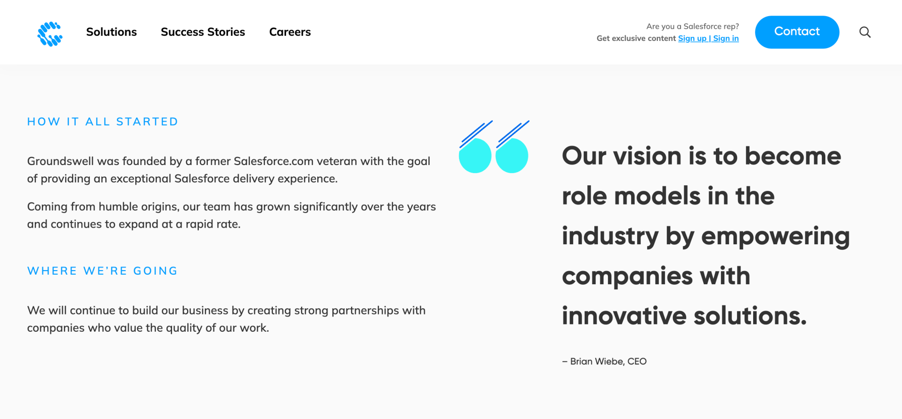 Screenshot of the Groundswell About Page