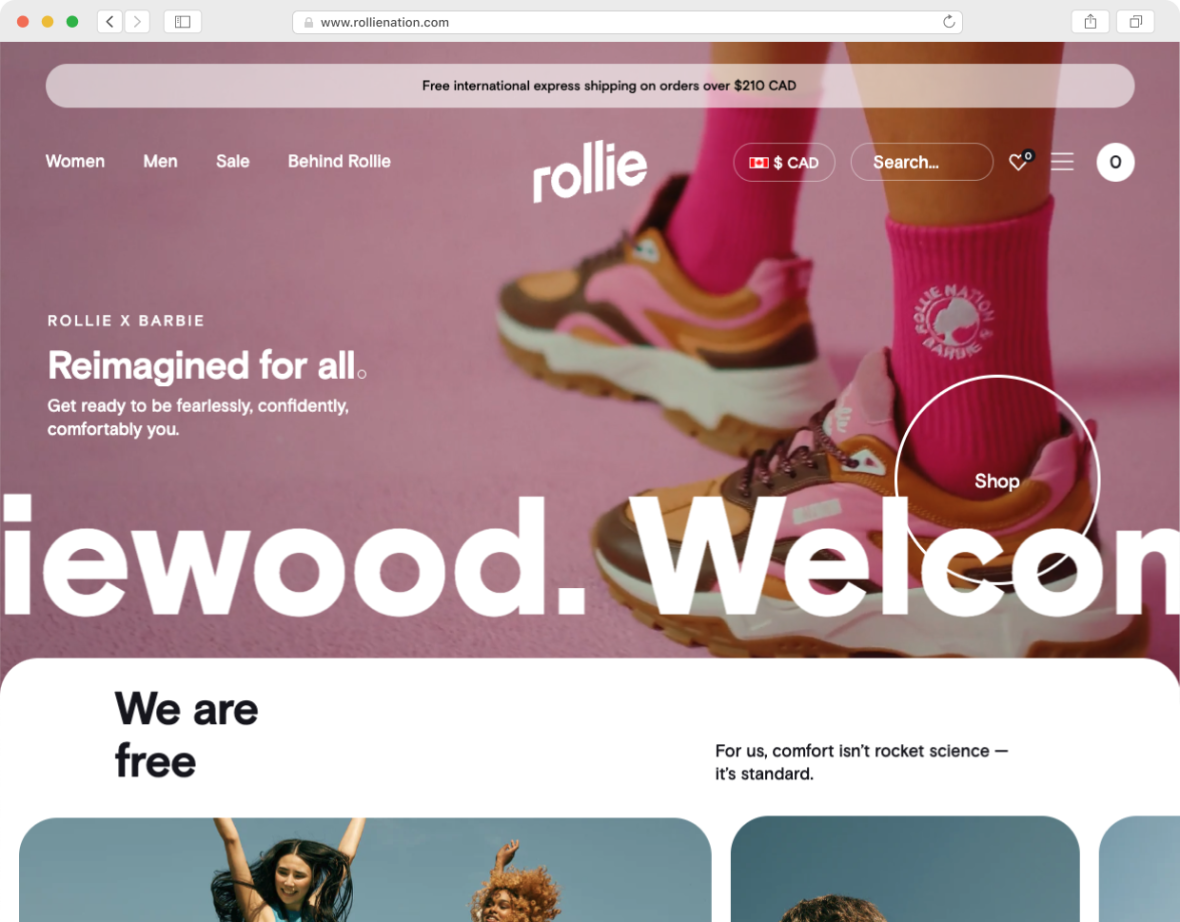 Screenshot of rollie Homepage