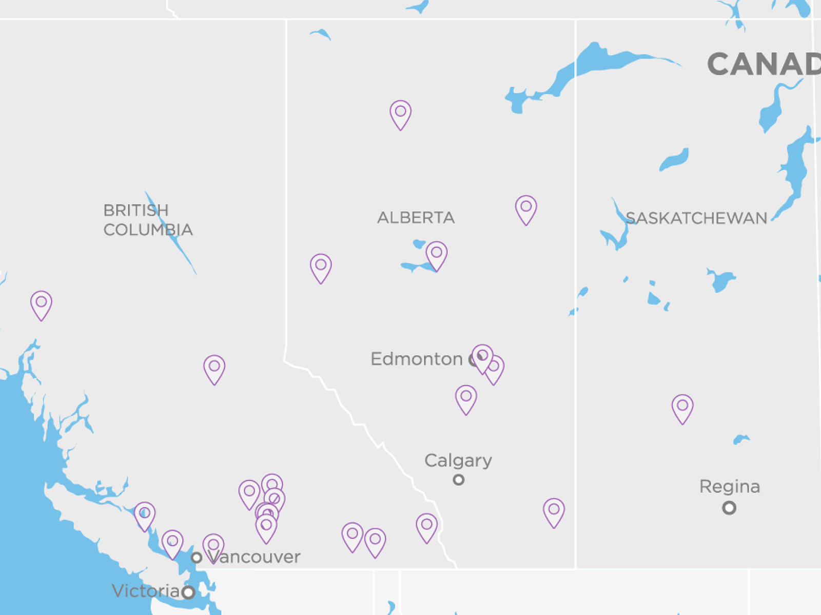 A screenshot of the map on Nufloors' website showing different Nufloors locations.