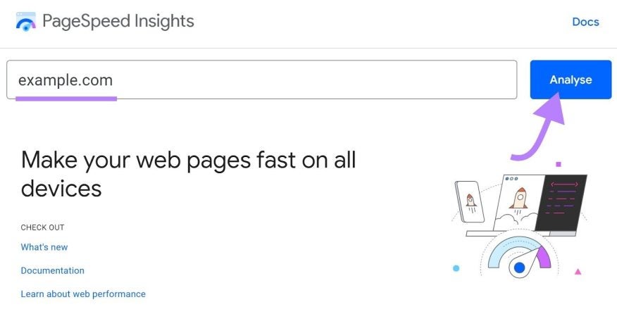 Screenshot of the Google Pagespeed Insights Screen
