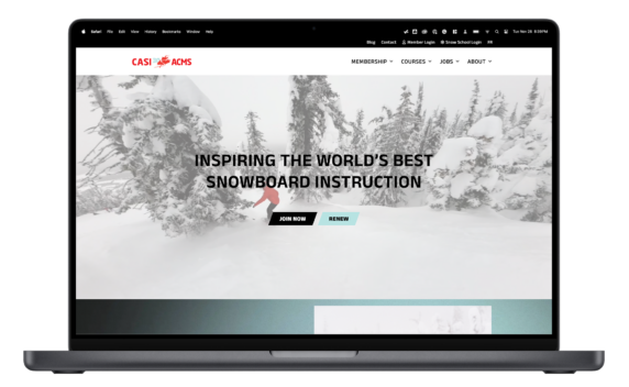 Mockup of the Canadian Association of Snowboard Instructors website.