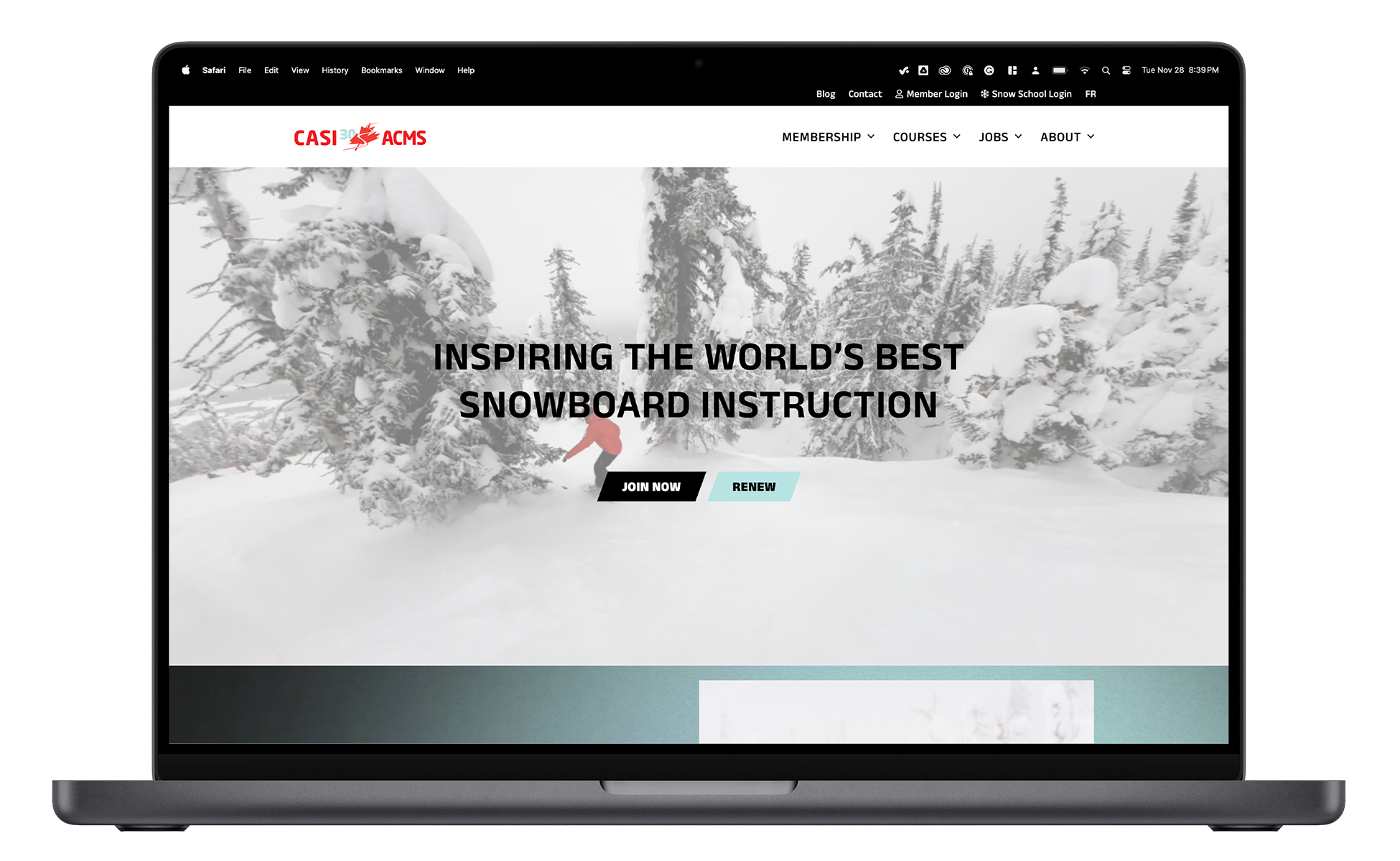 A MacBook Pro mockup of the new CASI website.