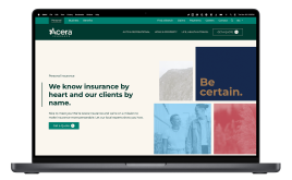 Mockup of the Acera Insurance website.