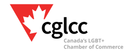 Canadian Gay and Lesbian Chamber of Commerce logo with red triangle and white maple leaf