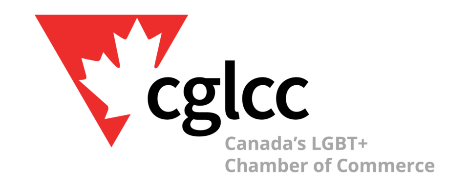 Canadian Gay and Lesbian Chamber of Commerce logo with red triangle and white maple leaf