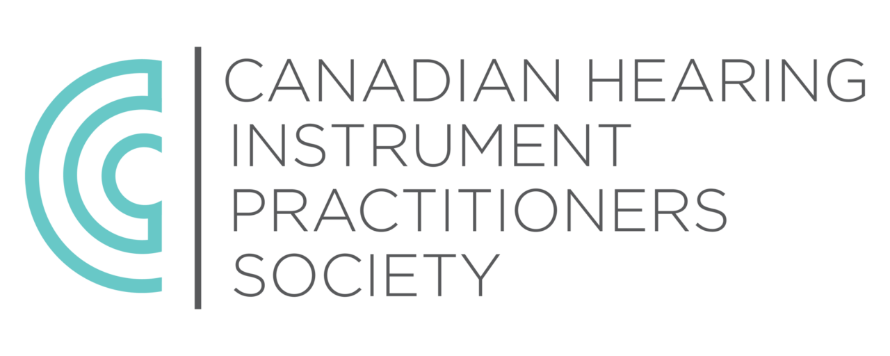 Canadian Hearing Instrument Practitioners Society logo with teal circular icon and grey text