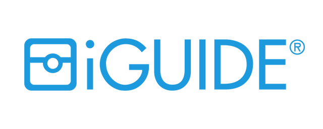 iGUIDE logo with blue camera icon and bold blue text