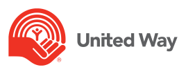 United Way logo with a red hand holding a figure surrounded by circular lines