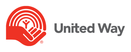 United Way logo with a red hand holding a figure surrounded by circular lines