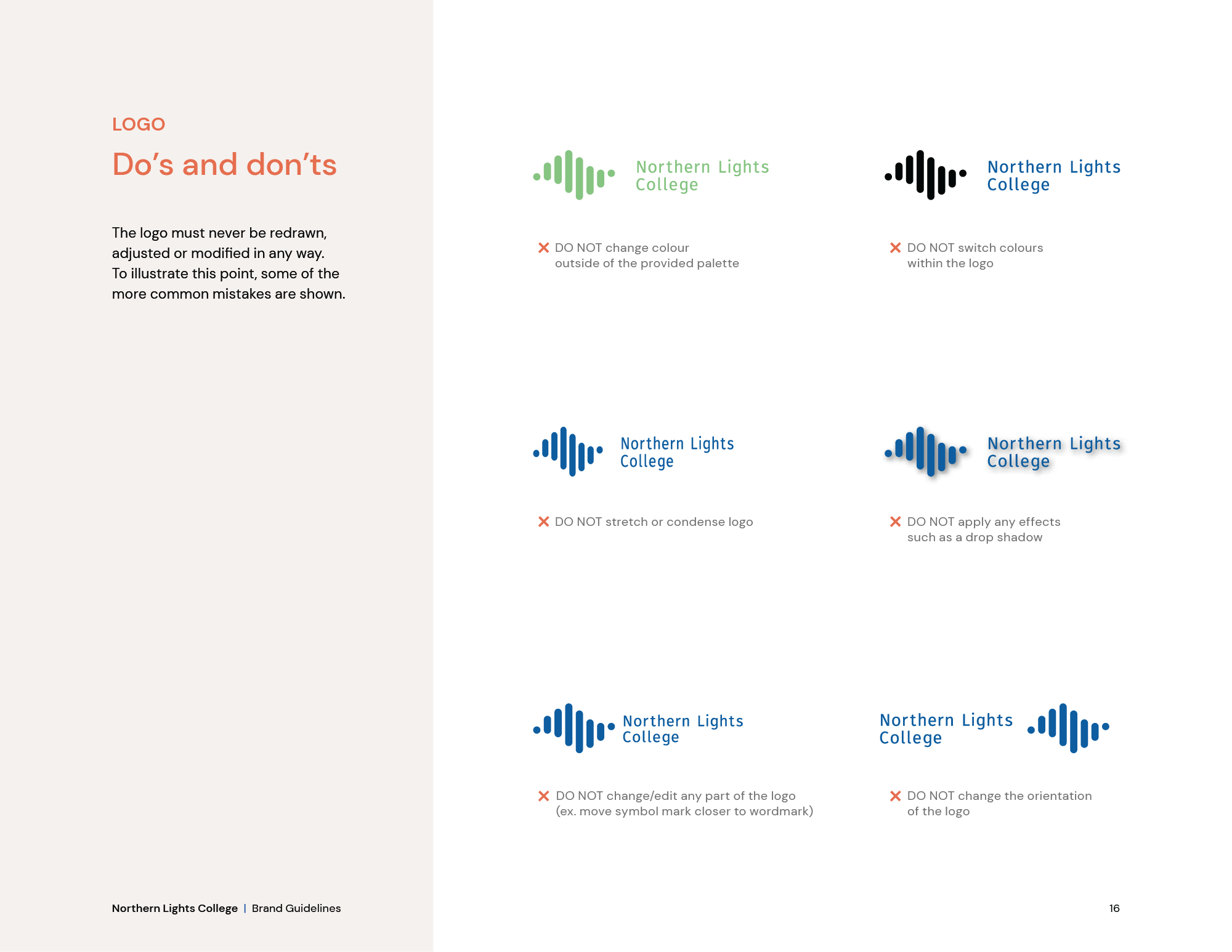 Northern Lights College logo do’s and don’ts