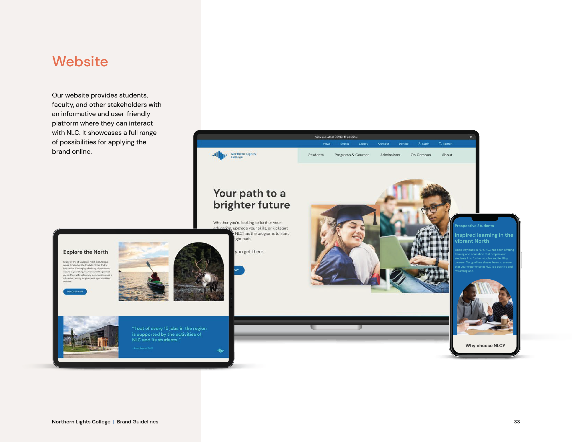 Digital applications of the Northern Lights College brand