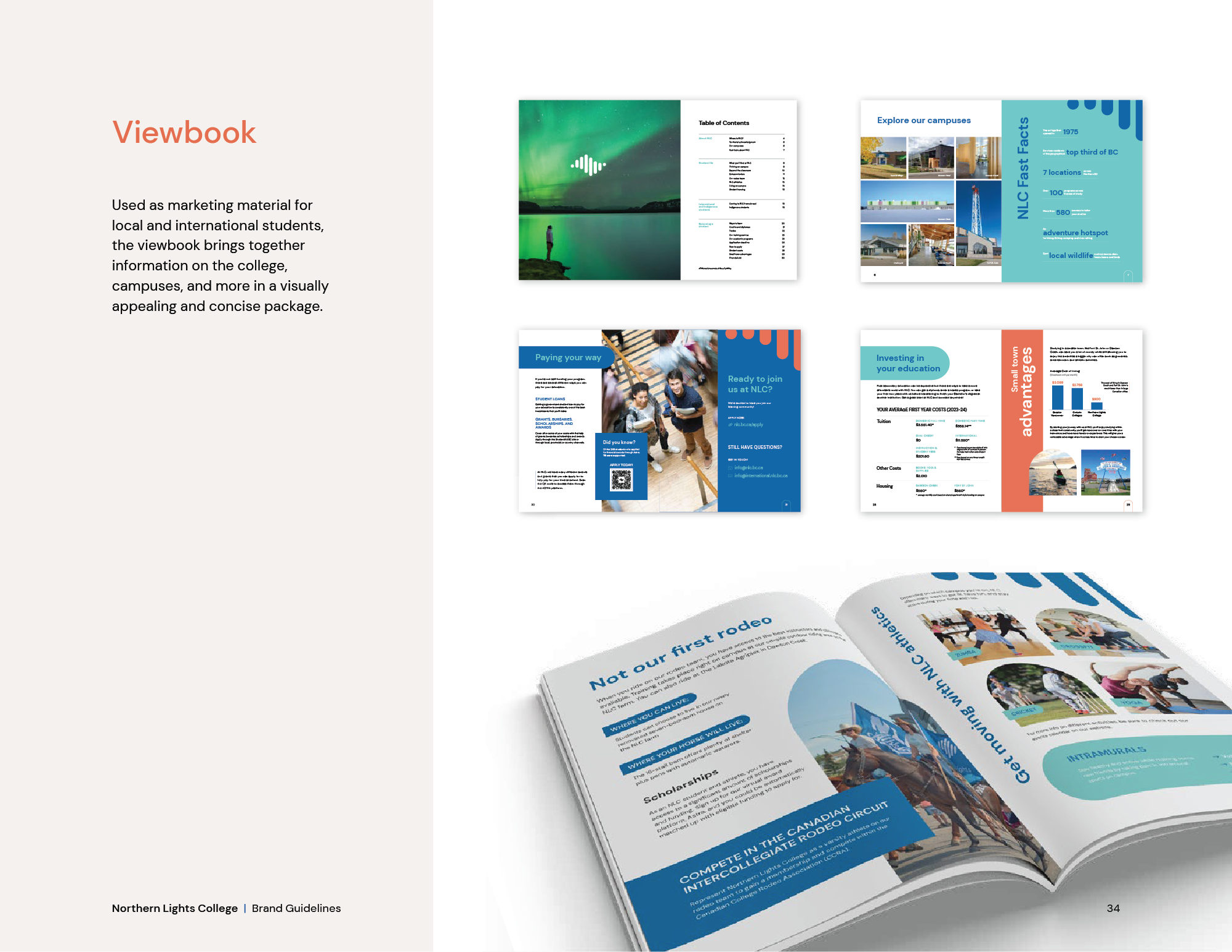 Northern Lights College print applications for brand materials