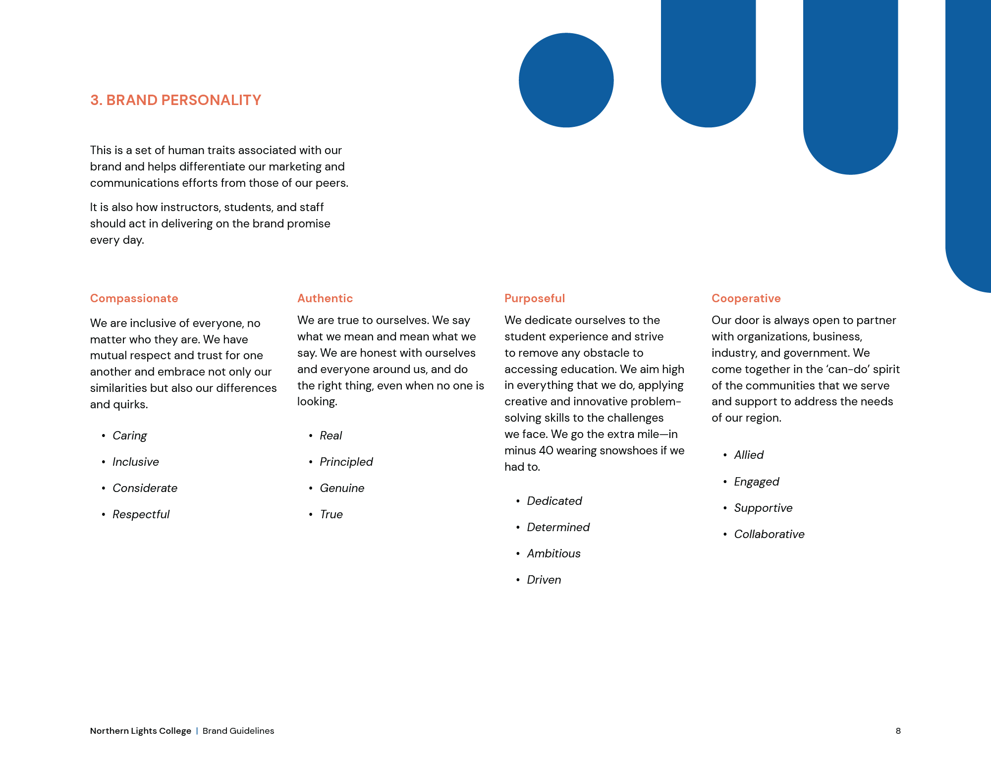 Northern Lights College brand personality traits