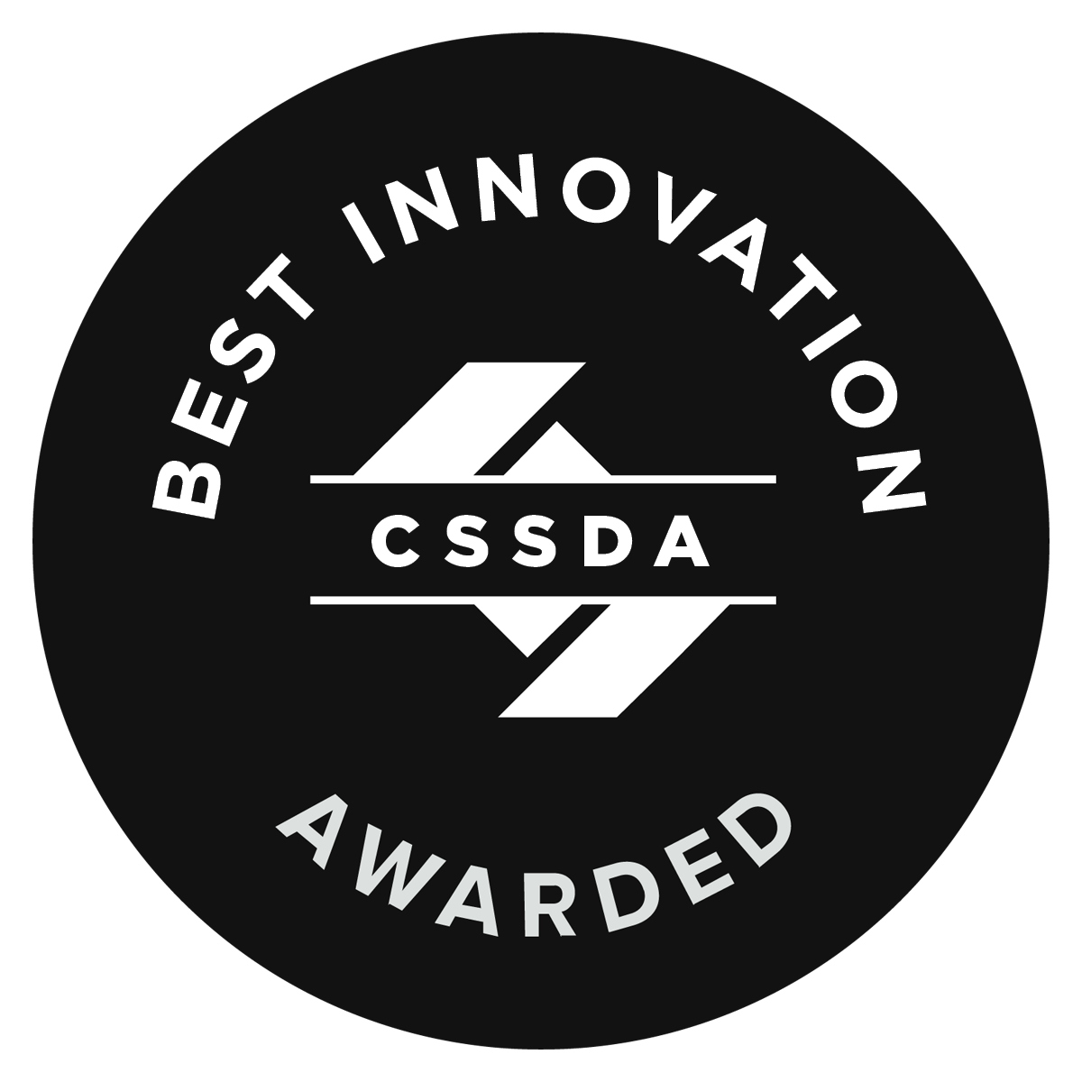 Black circular badge with “CSSDA” in the center and the text “Best Innovation Awarded.”