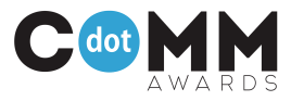 DotCOMM Awards logo featuring bold black text with a blue circle around the word “dot.”