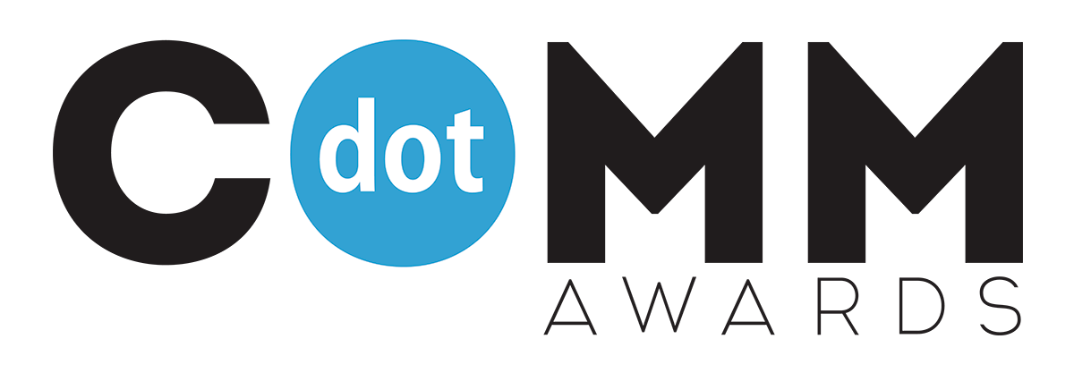 DotCOMM Awards logo featuring bold black text with a blue circle around the word “dot.”