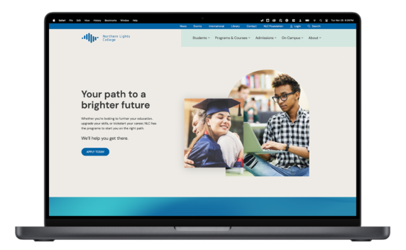 Mockup of the Northern Lights College website.