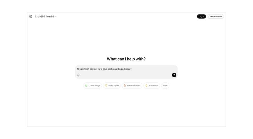 A screenshot of the ChatGPT dashboard