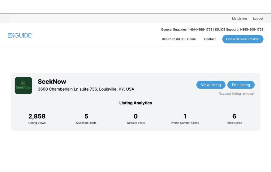 Screenshot of iGuide's new logged in dashboard experience