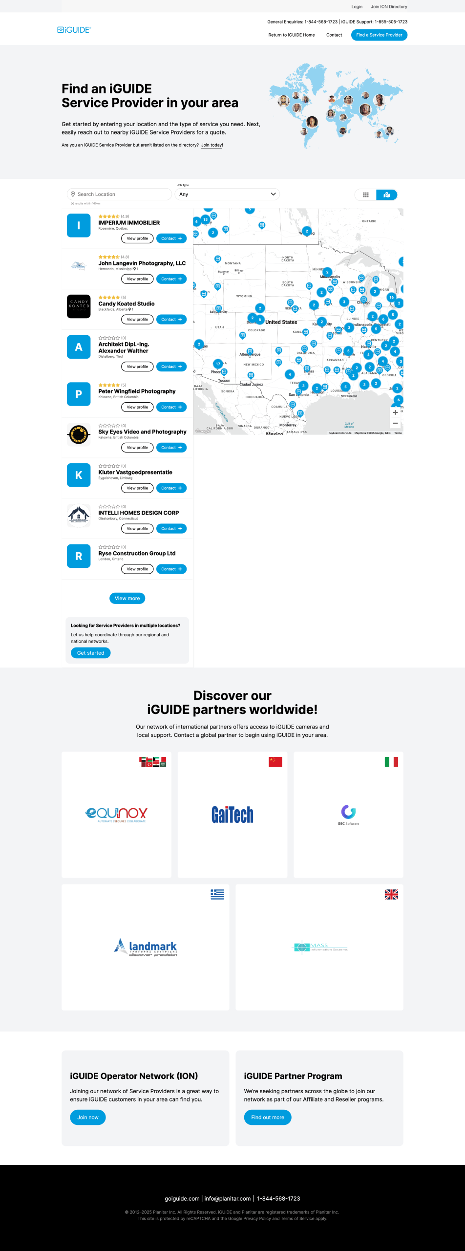 iGuide homepage showcasing their searchable directory of service providers