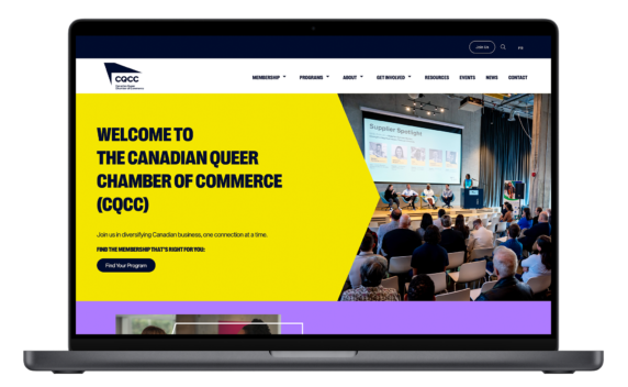 Mockup of the Canadian Queer Chamber of Commerce website.