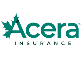Logo of Acera Insurance featuring a stylized maple leaf and the word 'Acera' in teal, with 'INSURANCE' in uppercase beneath it.