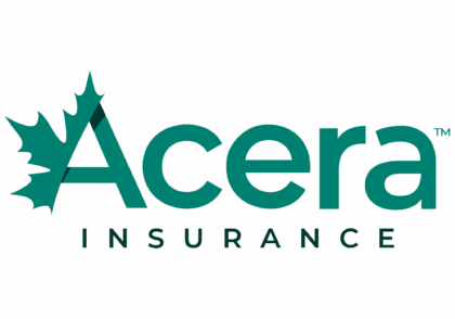 Logo of Acera Insurance featuring a stylized maple leaf and the word 'Acera' in teal, with 'INSURANCE' in uppercase beneath it.
