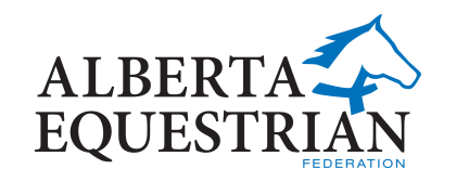 Logo of the Alberta Equestrian Federation featuring the text 'ALBERTA EQUESTRIAN' and a horse silhouette.